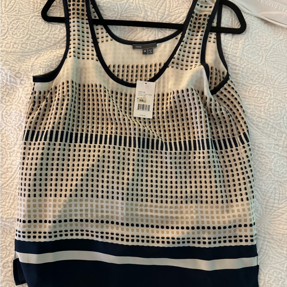 VINCE printed silk tank top
